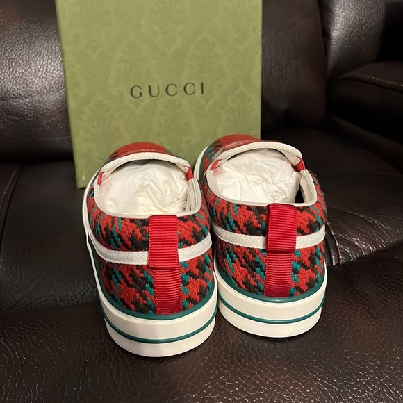 GUCCI Web logo Houndstooth Interlocking GG Mens 1977 Tennis Slip On Sneakers NWB - Picture 9 of 11